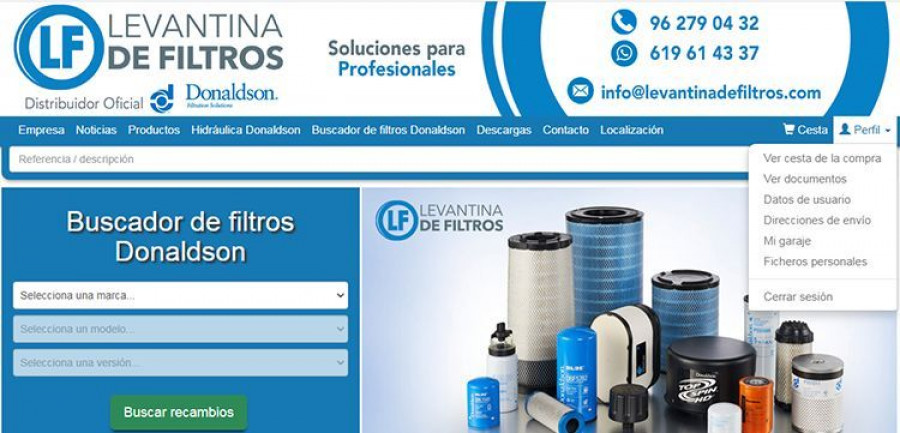levantina de filtros b2b donaldson