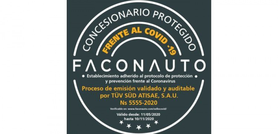 Sello concesionario covid 19 faconauto tuv sud