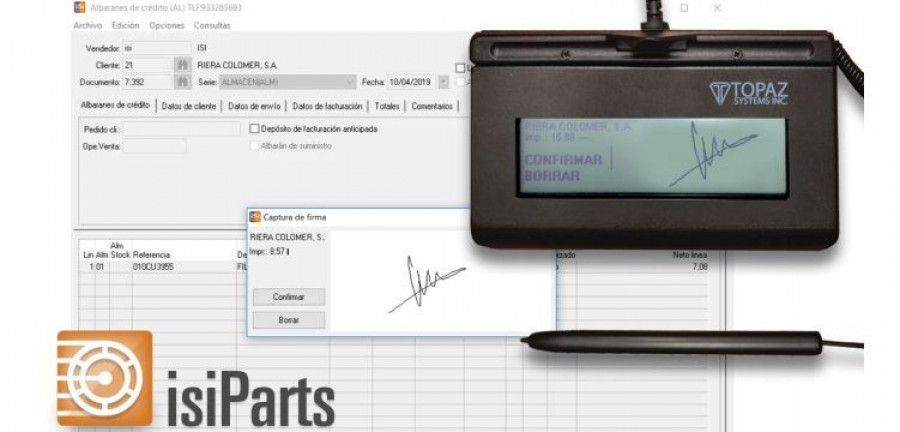 IsiParts incorpora la captura de firma.