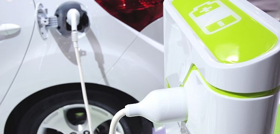 Electric car in charging