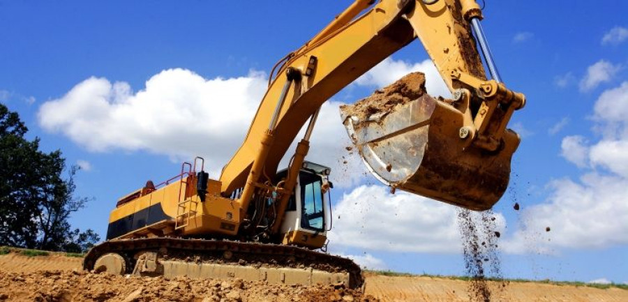engin de chantier en action