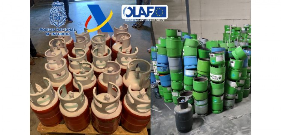 Policia Nacional gases fluorados botellas