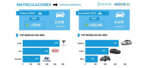 Aedive ganvam matriculaciones electricos febrero 2022